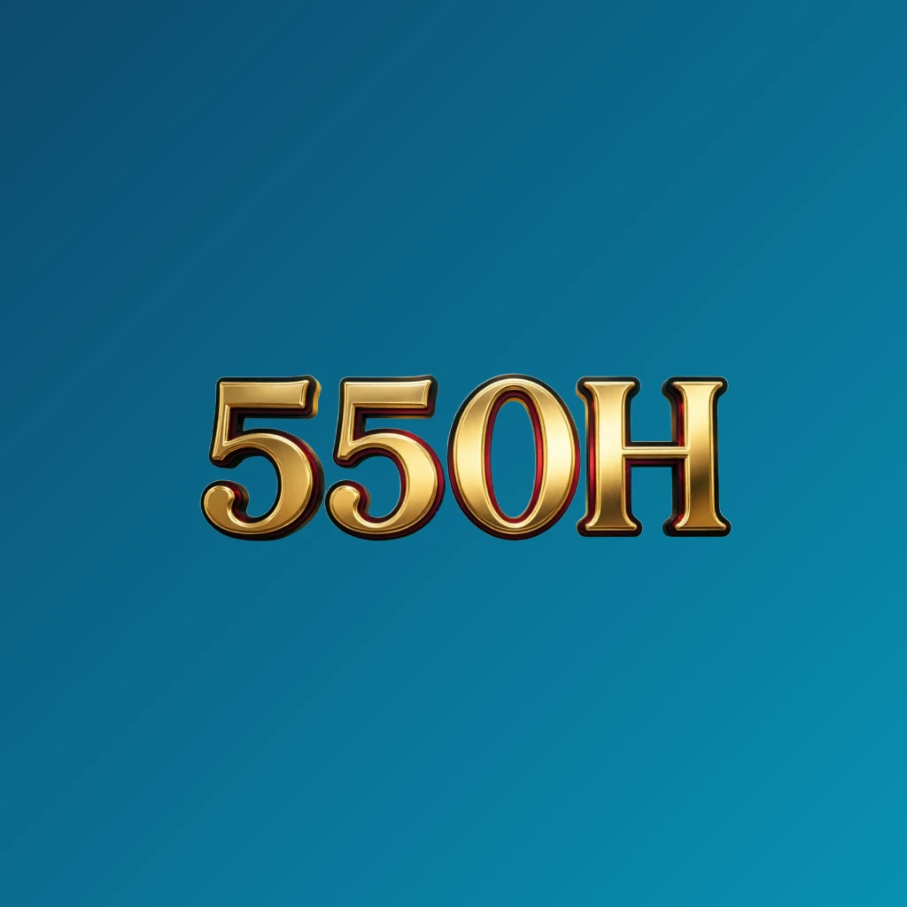 Luxury casino logo for 550H featuring rich gold gradient text with red and black accents and elegant lights in a horizontal rectangular wordmark style on a transparent background